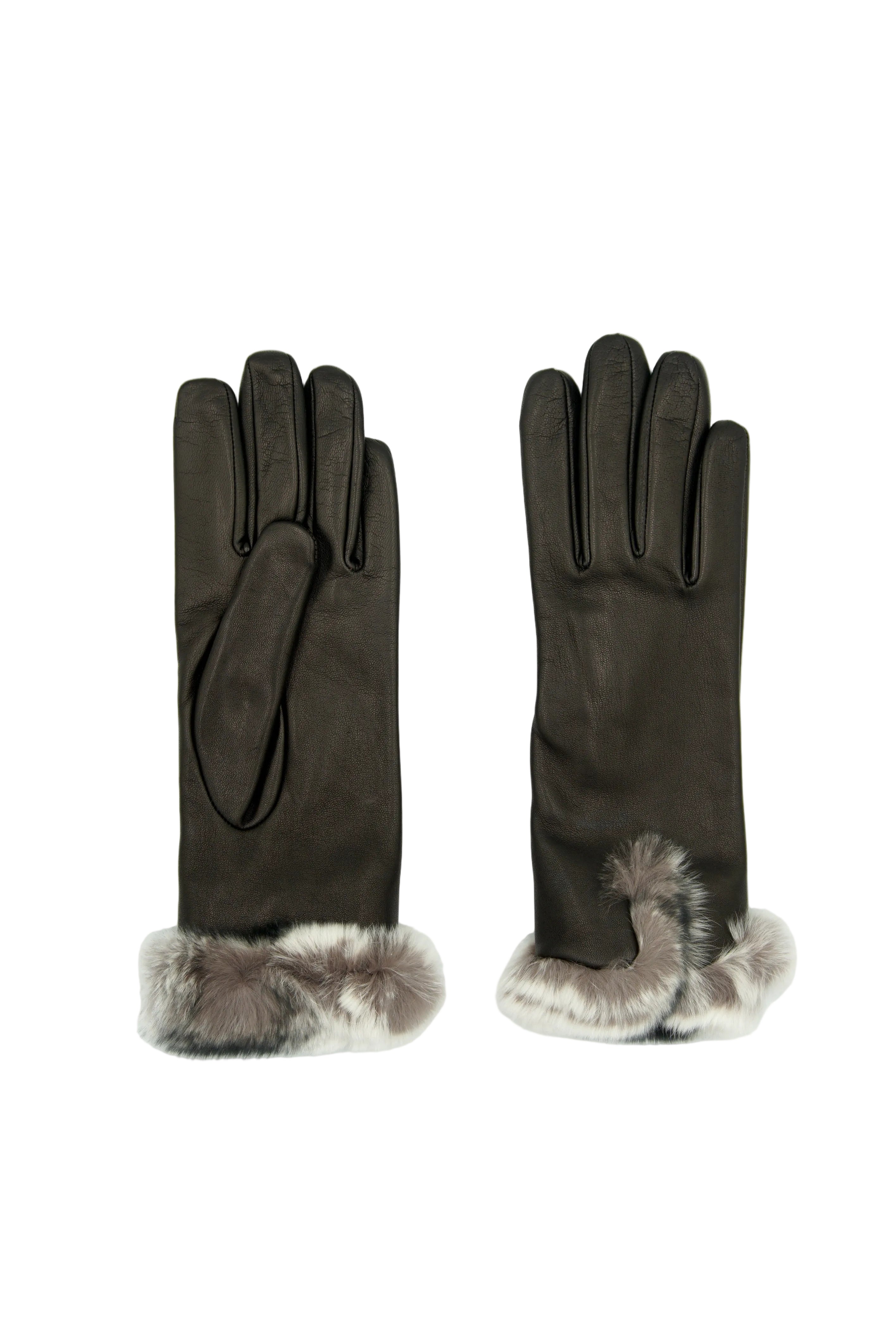 Masullo1932 guanto da donna Brina nero invernale con polso in Rex Rabbit, vista 1
