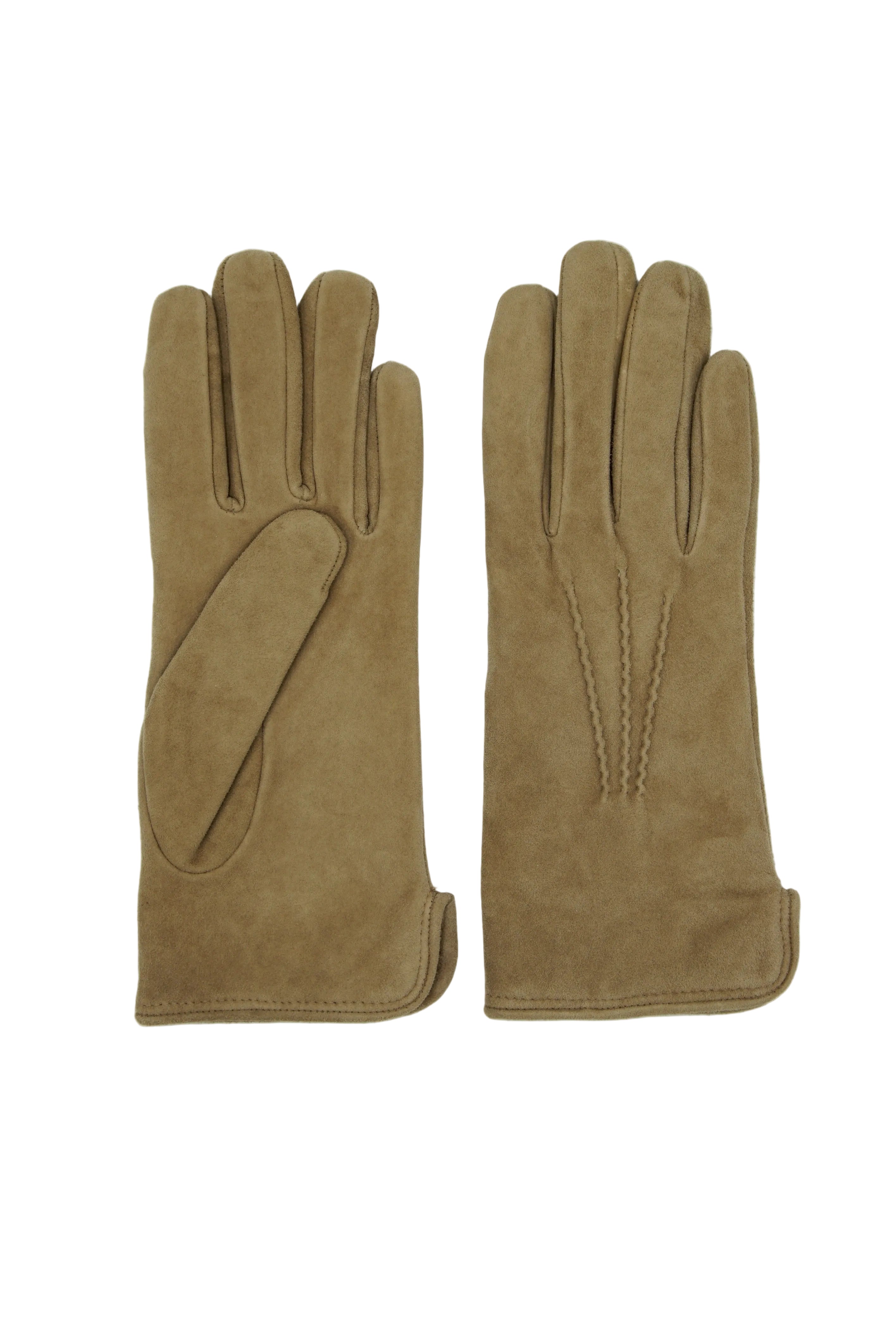 Masullo1932 guanto da donna Duna in suede foderato in cashmere, colore Sabbia, vista 1