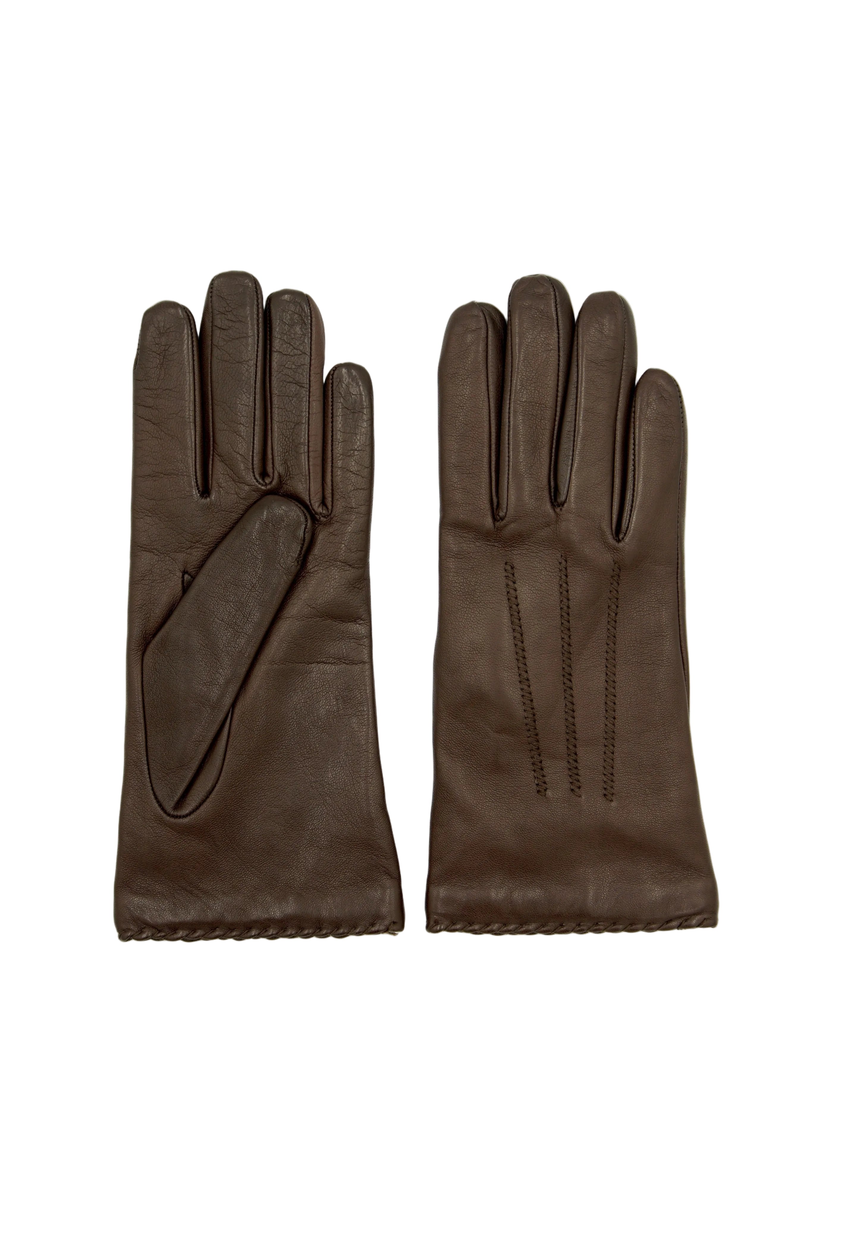 Masullo1932 guanto da donna Orlo in nappa ovina con orlo cucito a mano, colore Marrone, vista 1