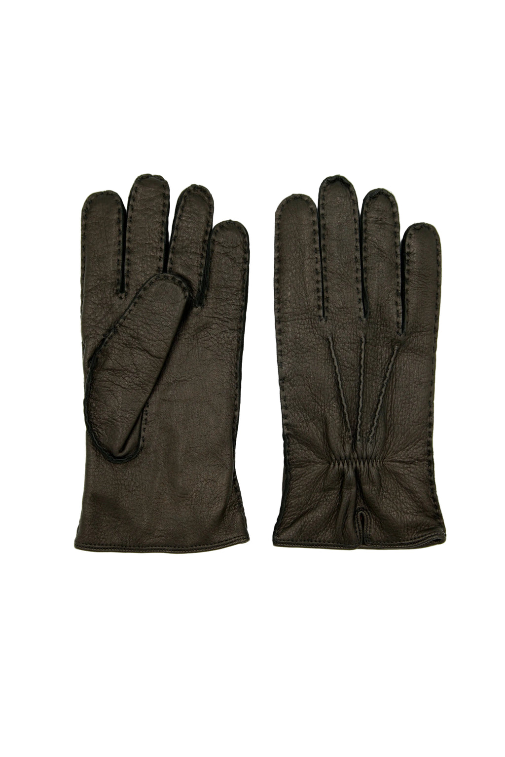 Masullo1932 guanto da uomo Selva Intreccio in cervo con polso elasticizzato, colore Nero, vista 1
