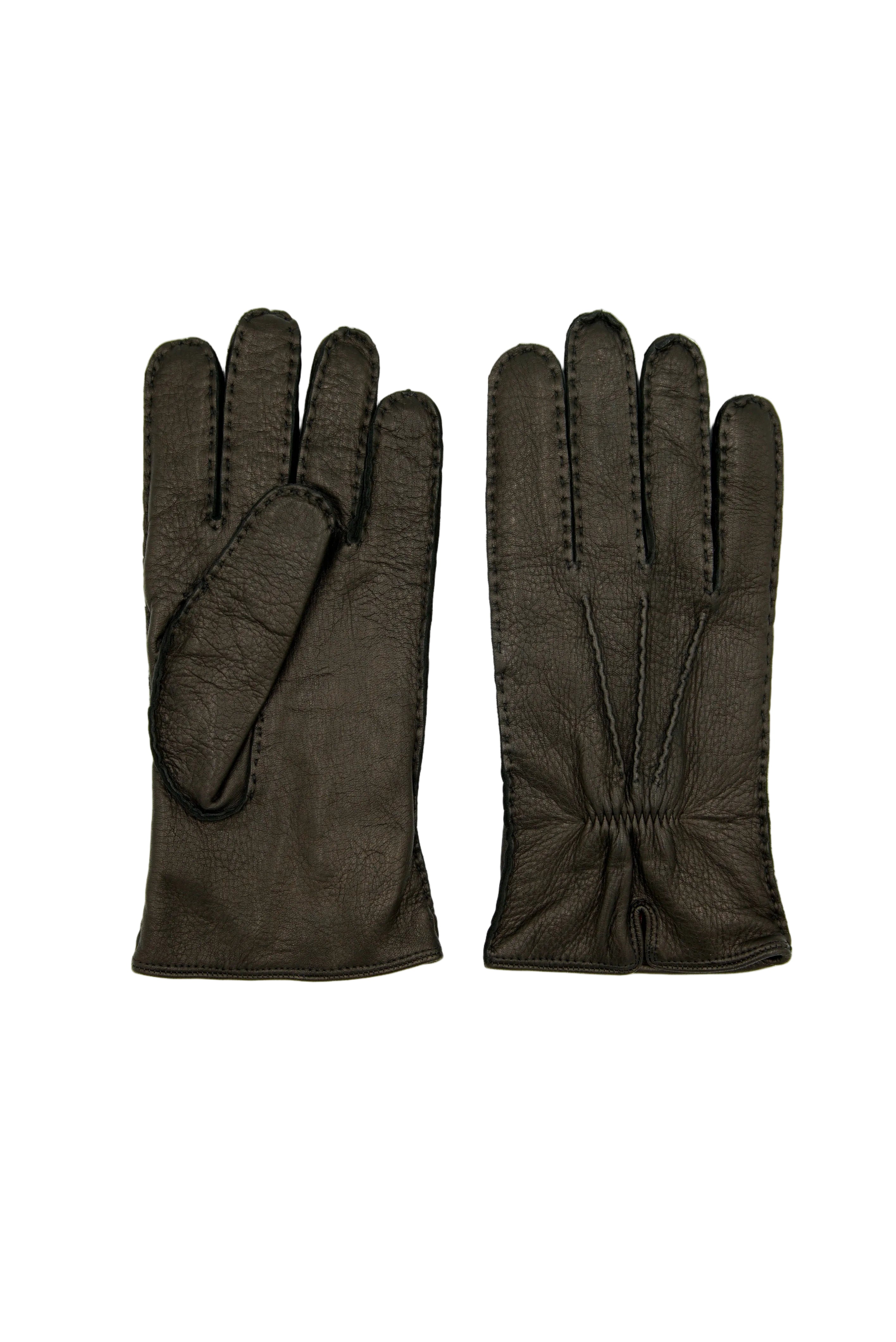 Masullo1932 guanto da uomo Selva Intreccio in cervo con polso elasticizzato, colore Nero, vista 1