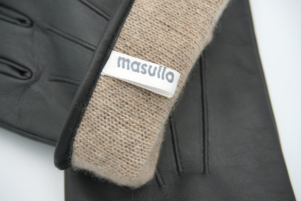 Masullo1932 guanto touchscreen da uomo Tocco in pelle con fodera in cashmere, vista 4