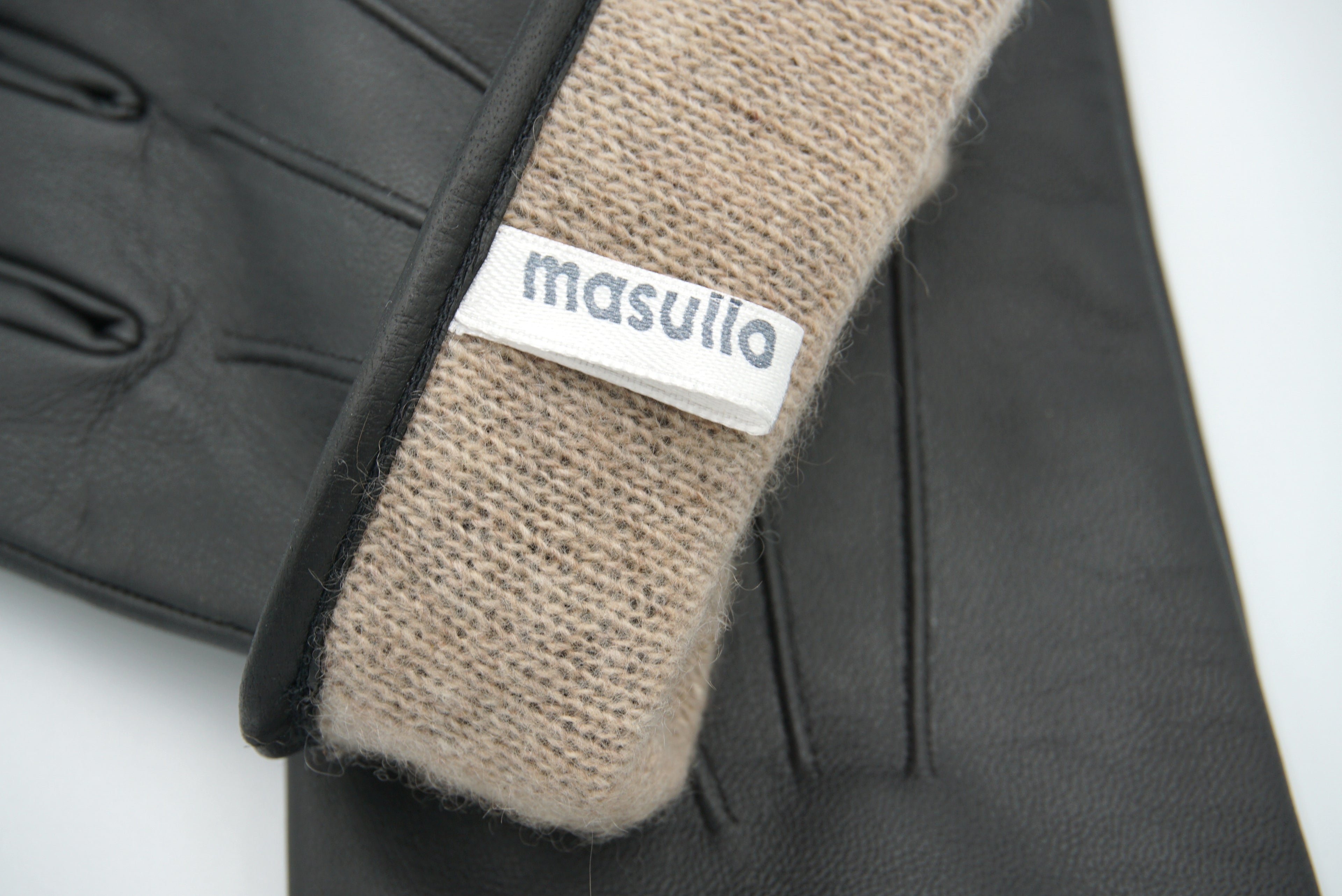 Masullo1932 guanto touchscreen da uomo Tocco in pelle con fodera in cashmere, vista 4