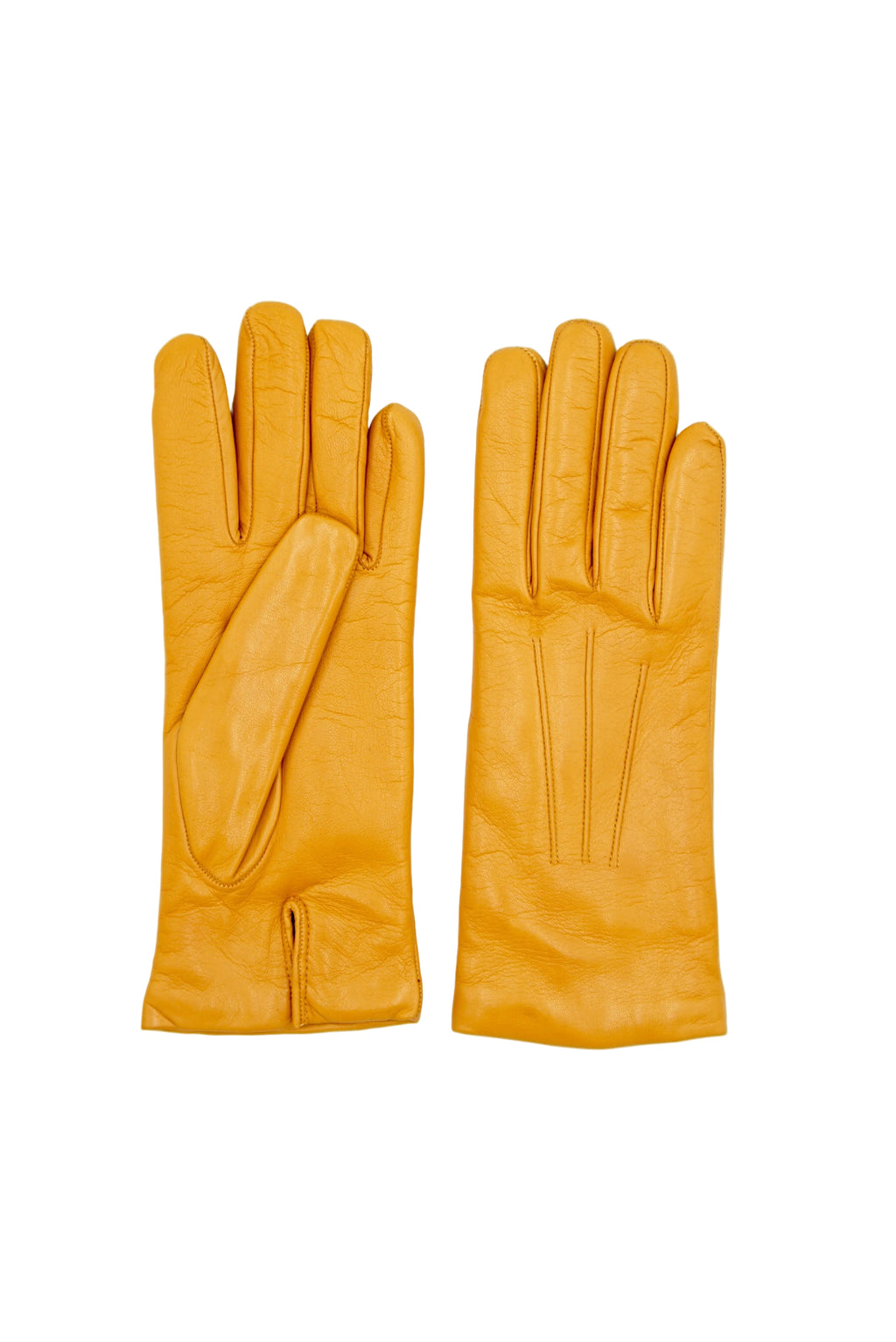 Masullo1932 guanto da donna Trama in nappa ovina foderato in lana con spacco al polso, colore Senape, vista 1