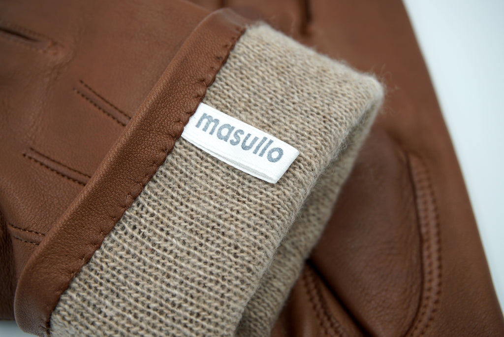 Masullo1932 guanto da uomo Trequarti foderato in cashmere con polso elasticizzato, vista 3